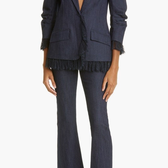 Cinq à Sept Navy Blazer with Lace Trim - Picture 4 of 14